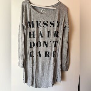 MESSY HAIR DON’T CARE Grey PJ Dress SIZE XS